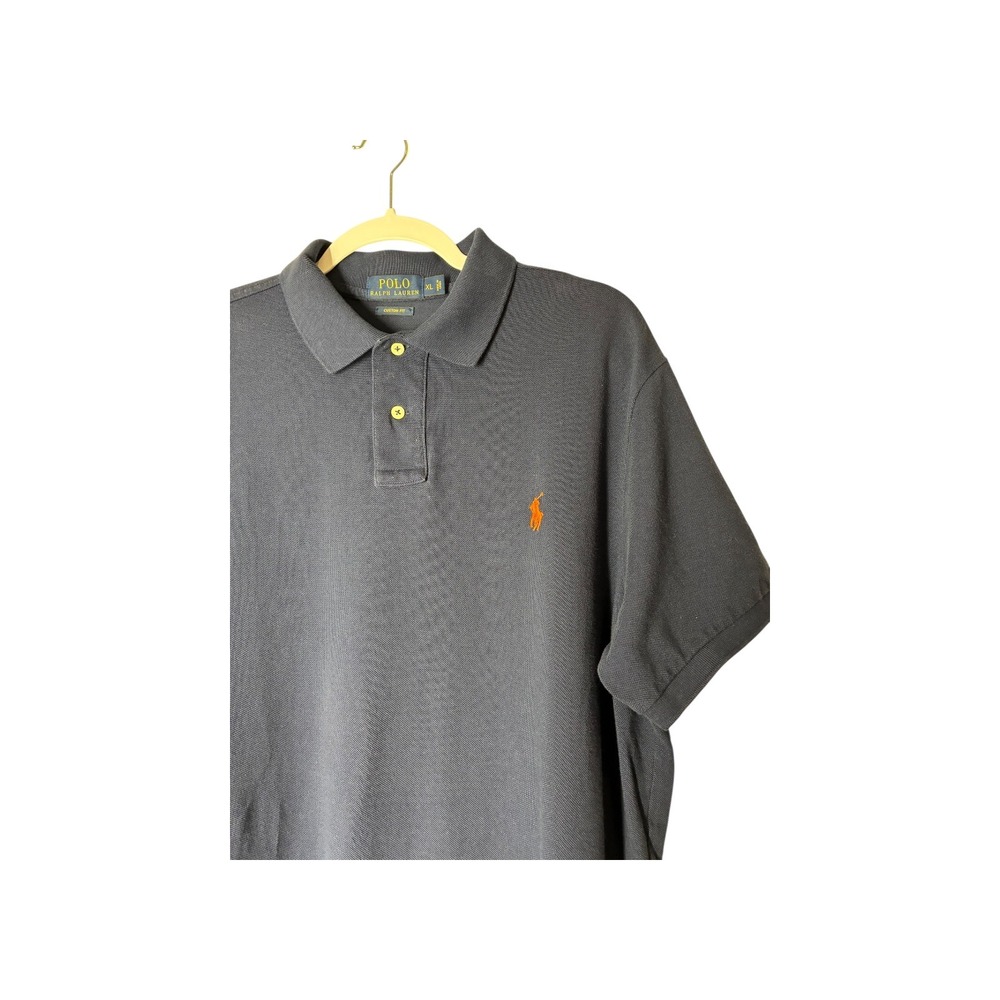 Polo Ralph Lauren Custom Fit Men's Navy Polo Shirt XL Orange Pony Logo